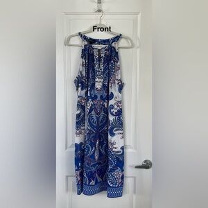 INC International Concepts Blue and White Paisley Dress with sparkle detail